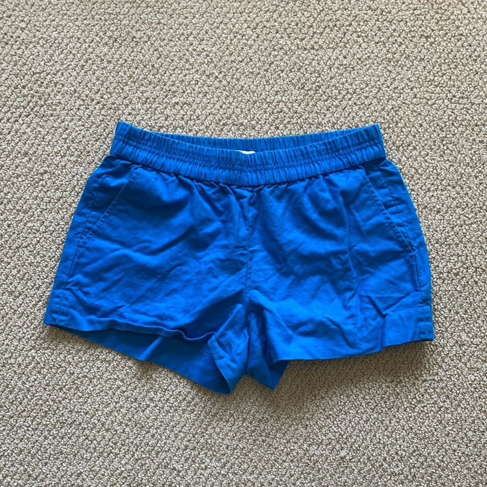 J. Crew Bright Blue Linen Cotton Blend Shorts Size 2 Casual Preppy Stretchy EUC